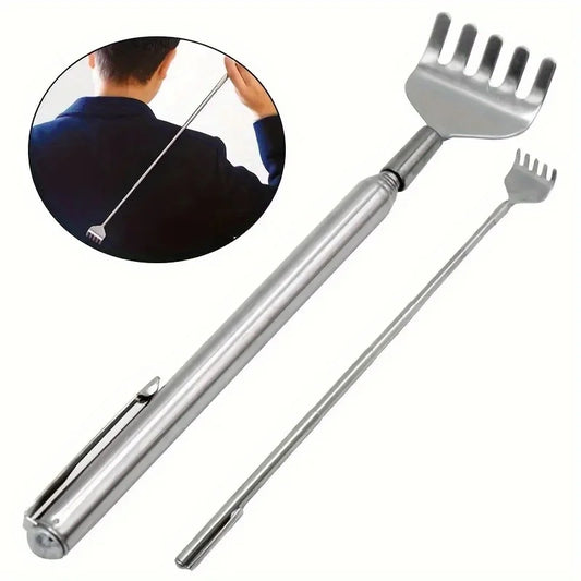 Stainless Steel Retractable Back Scratcher - Extendable Itch Relief Tool with Non-Ticking Scratching Artifact, Portable Back Rak