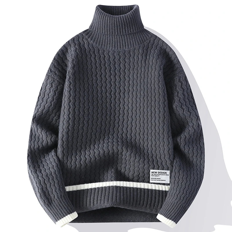 2024 Autumn Men's wool pullovers Men's Solid color high collar Sweater  mens thicken Warm Men Knitted Sweater full size M-4XL
