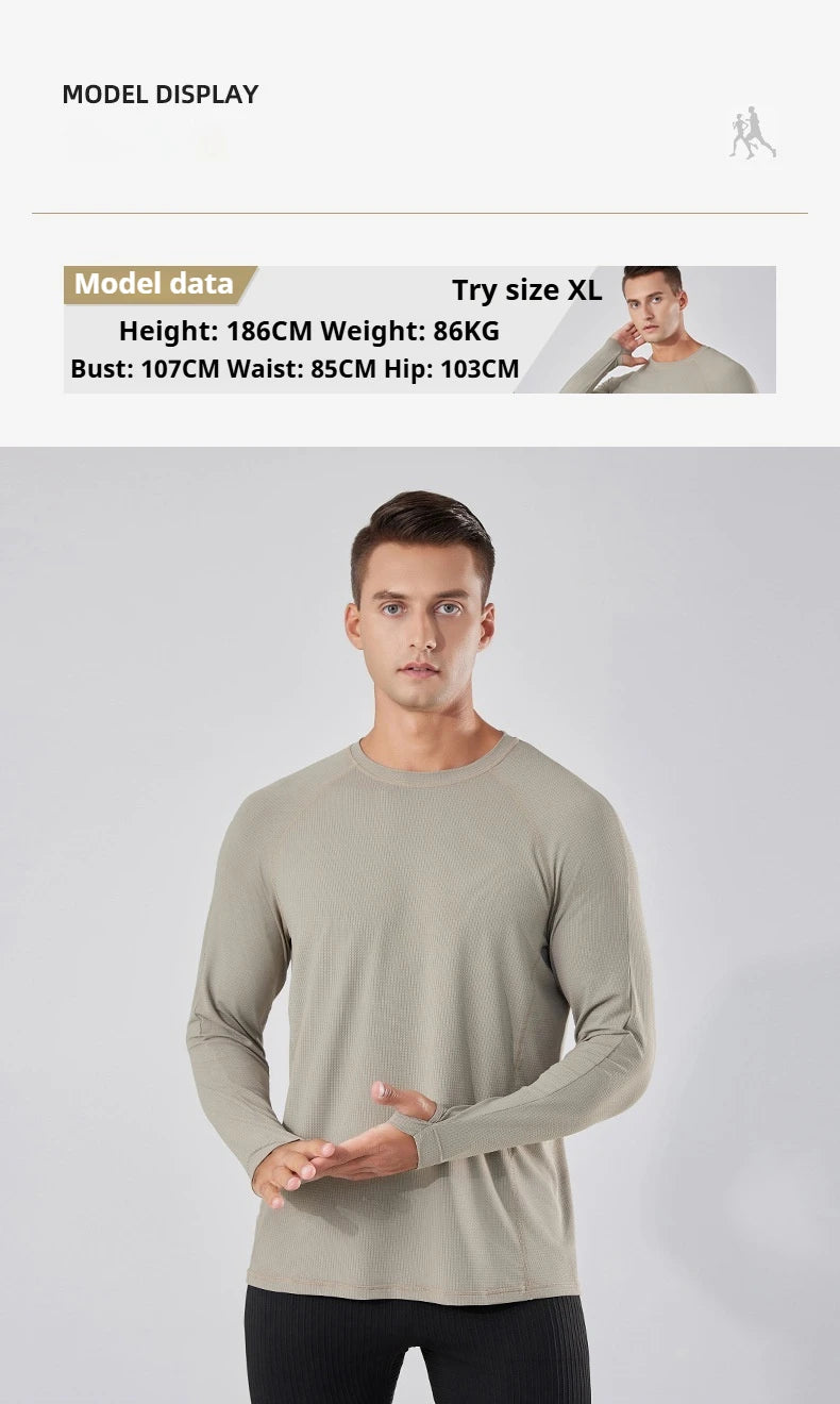 Men's Quick-Dry Breathable Long Sleeve T-Shirt Spring Autumn Thin Workout Top Outdoor Fitness Running Training Thumbhole Cuffs