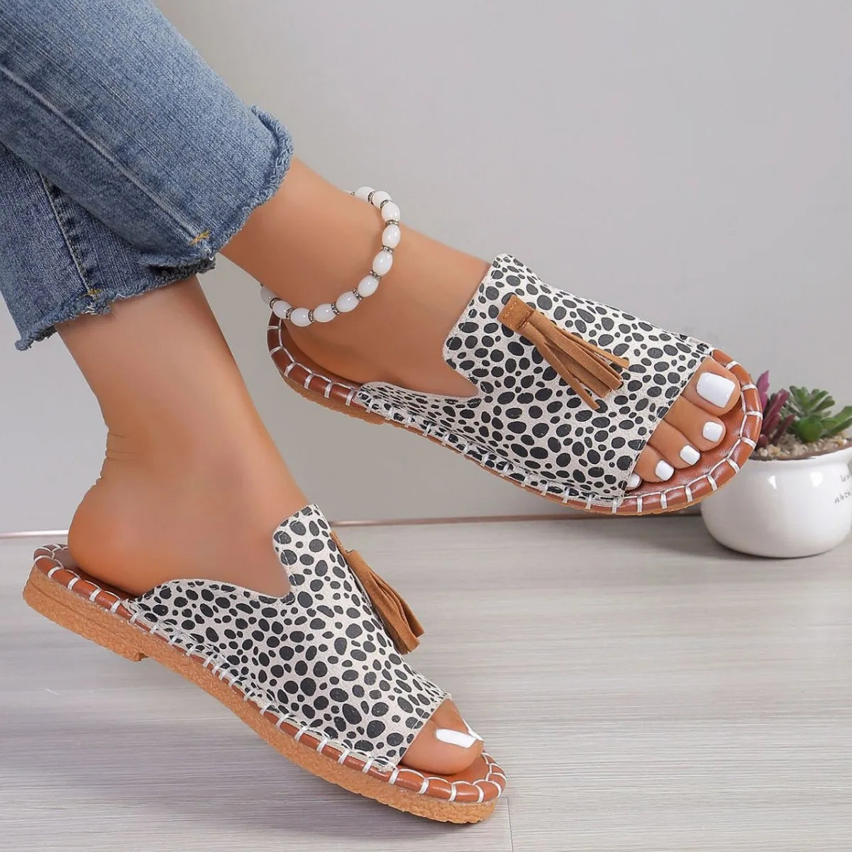 Large Platform Slippers for Women 2025 Summer New European and American Fringe Beach Women's Shoes 43 Zapatos De Mujer Sandals