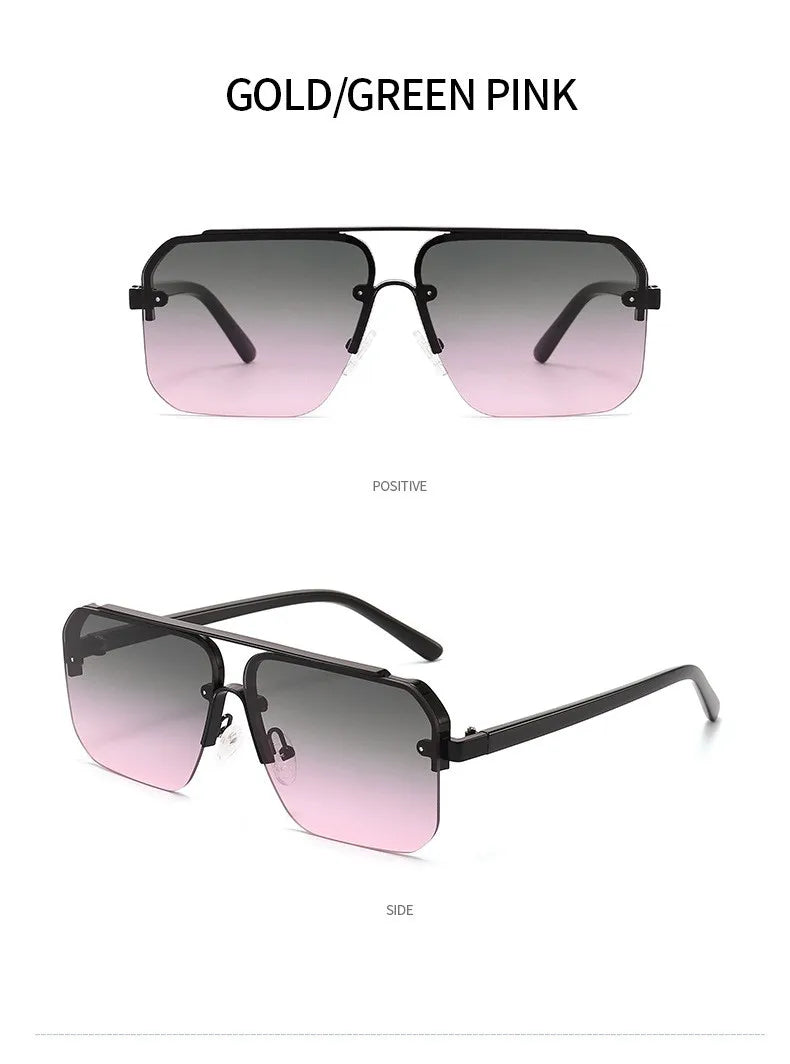 2025 New Square Box Sunglasses Trend Fashion Sunglasses Men And Women Half -frame Car Sunglasses 1202