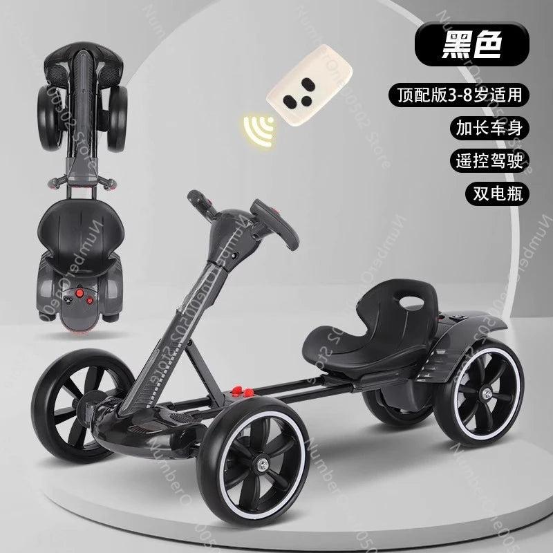 Children's electric kart electric four-wheeler foldable adults can sit in a portable children's car