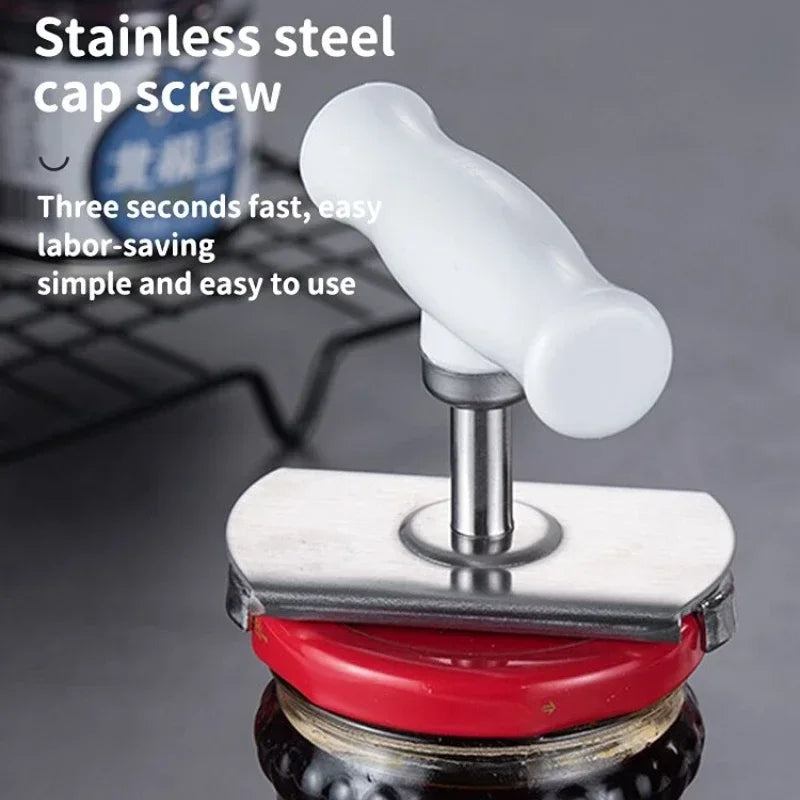 Stainless Steel Can Opener Labor-saving Unscrew Lid Multifunctional Opener Home Adjustable Rotating Bottle Opener Kitchen Tools