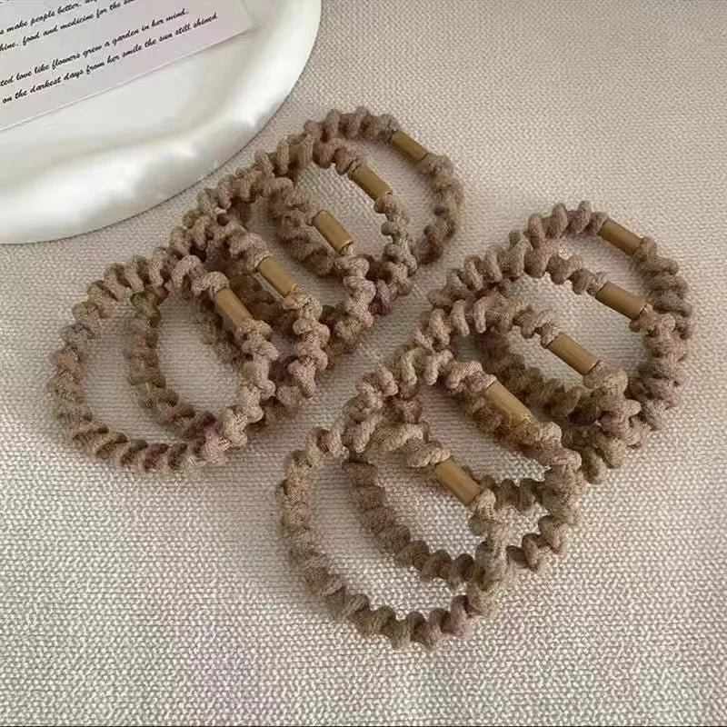 5Pcs/Lot Minimalist Black Brown Hair Rope Soft High Elastic Hair Bands Casual Women Girls Ponytail Scrunchies Hair Accessories