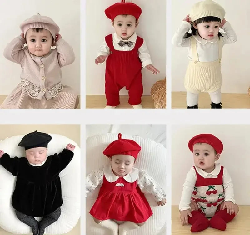 Candy Color Baby Beret Hat for Girls Autumn Winter Knitted Hat Sweet Infant Beanie Cap Fashion Kids Accessories 1-4 Years Old
