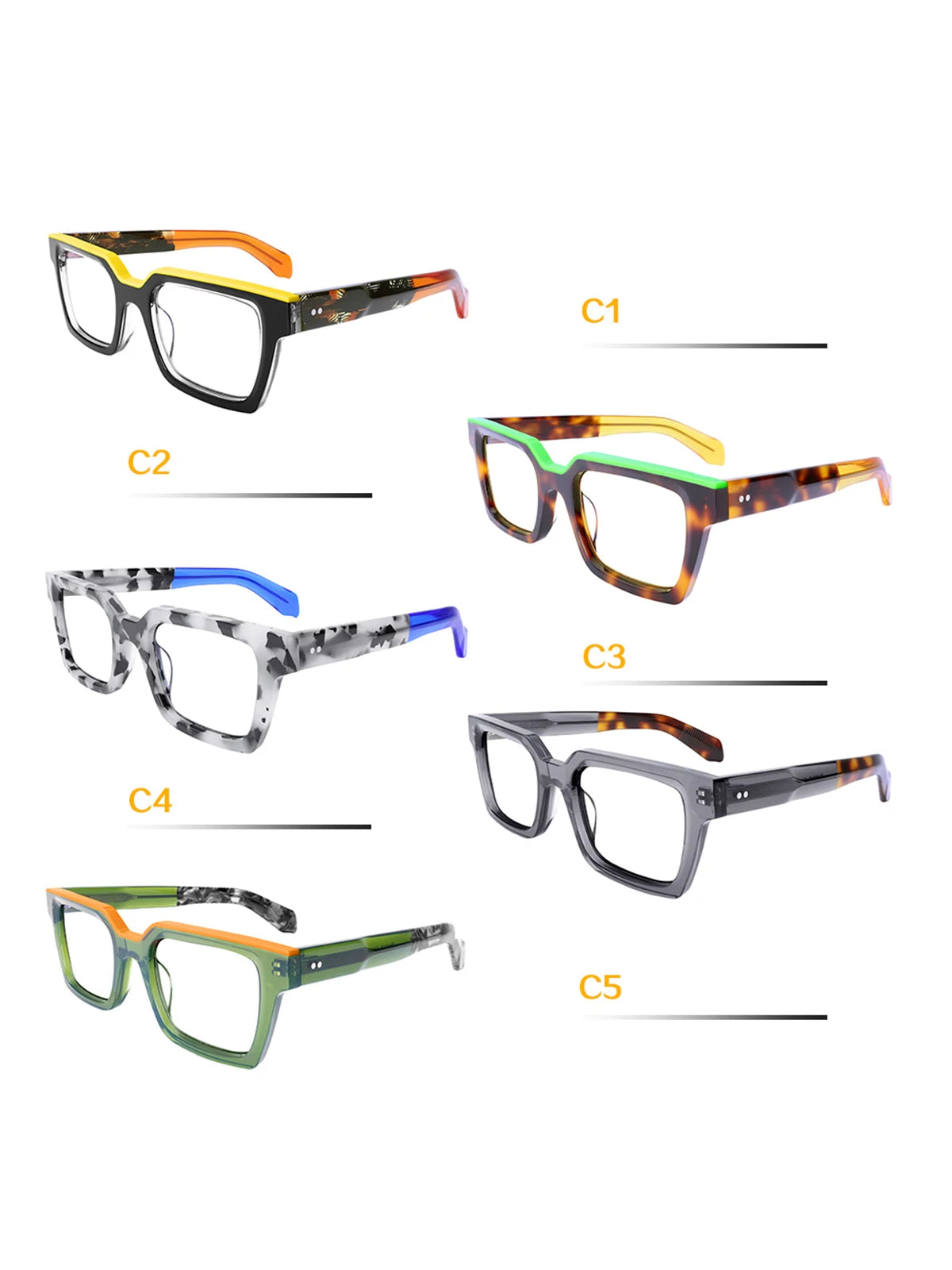 Oversized Glasses for Women Men Thick Acetate Frame Wide Top Clear Lenses Prescription Ready Trendy Style