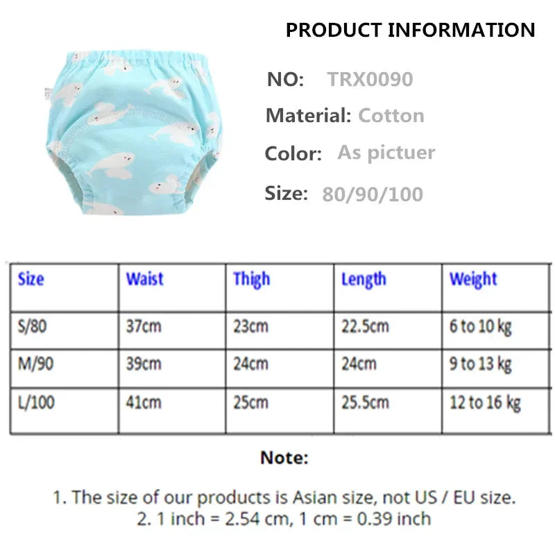 5PC Waterproof Reusable Cotton Baby Training Pants Infant Shorts Underwear Cloth Baby Diaper Nappies Panties Nappy Changing