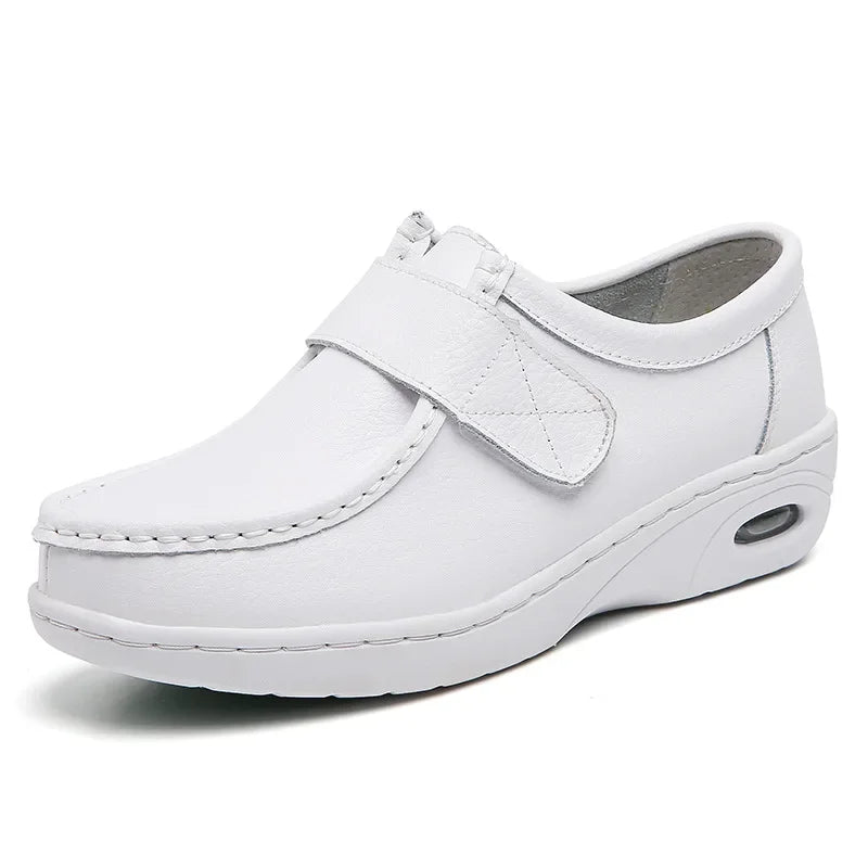 autumn and winter new fashion casual adult women's shoes Nurse shoes white flat leather fashion white  women shoes