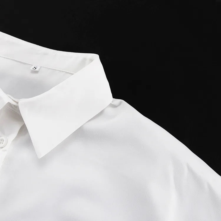 2025 New Fashion Women's Clothing Is A Complete Set of Simple and Loose White Shirts with Waist Seals