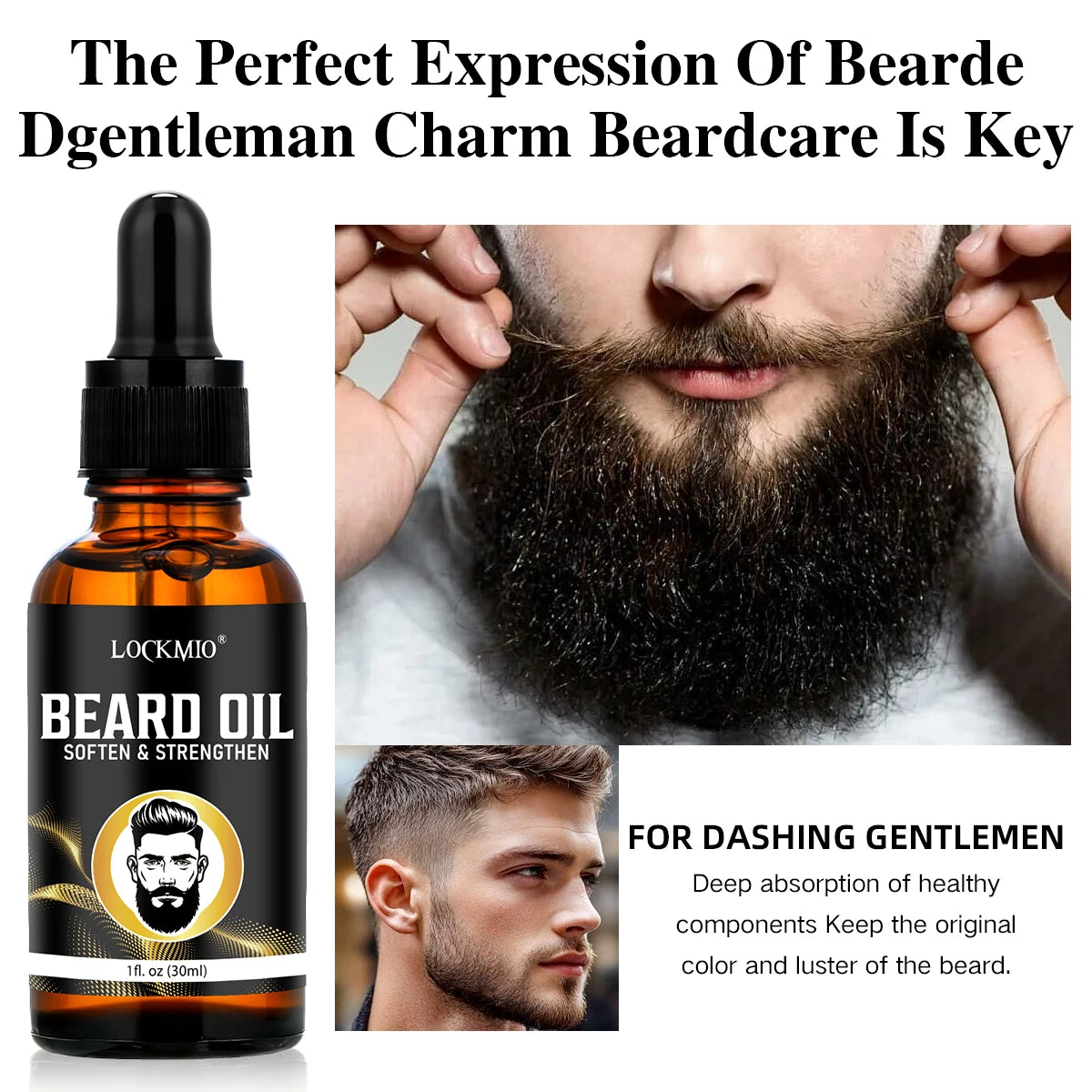 Valentine's Day Men Beard 4pcs Set for Boyfriend/Husband Moisturizing and Nourishing Facial Hair Growth Oil Mustache Styling Wax