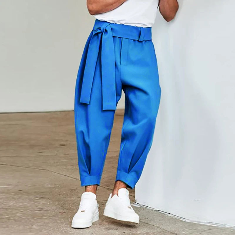 Spring Men Belt Baggy Pants Casual Streetwear Premium Quality Solid Color Oversized Joggers Fashion Harem Pants 2026 New S-3XL