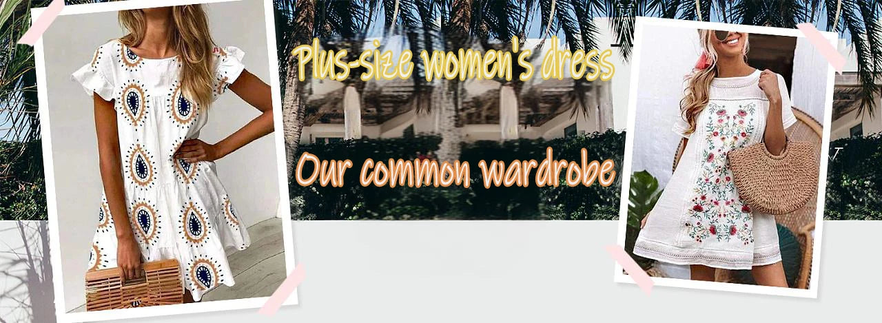 Plus Size Cartoon Woman & Flower Print Dress Casual V Neck Short Sleeve Dress For Spring & Summer Women's Plus Size Clothing