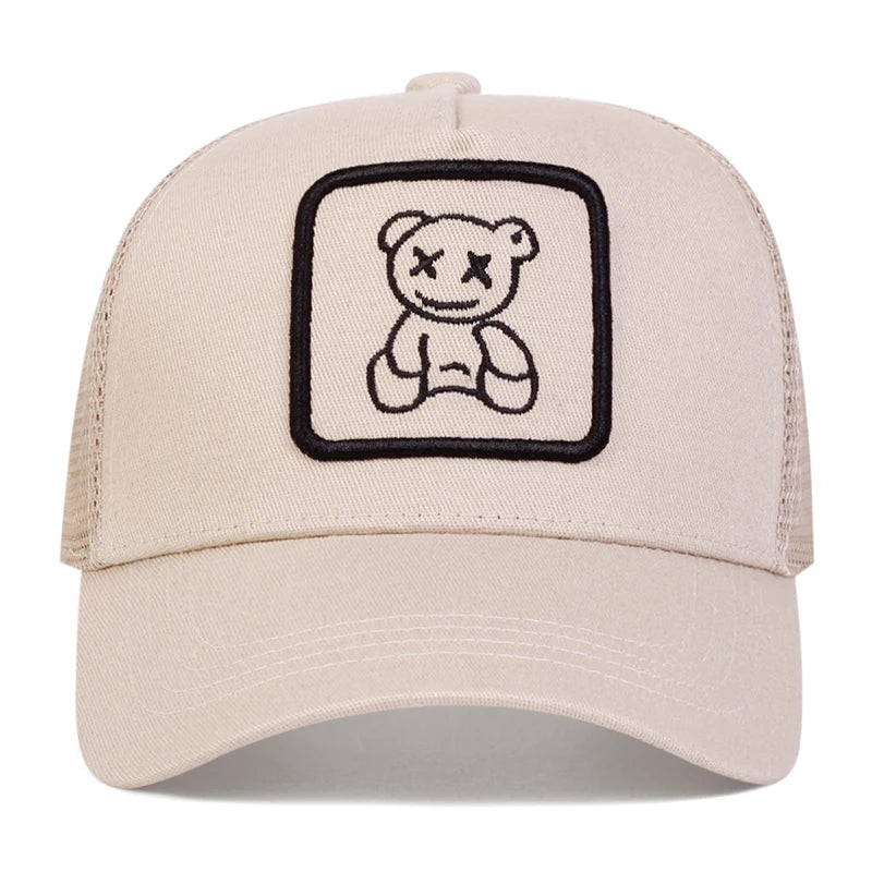 Unisex XX Little Bear Embroidery Baseball Net Caps Spring and Summer Outdoor Adjustable Casual Hats Sunscreen Hat