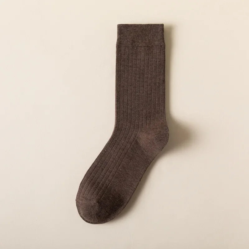 Men Cotton Socks High Quality Solid Color Business Crew Spring Autumn Knitting Mib Tube Ankle Long Breathable Casual Soft Socks