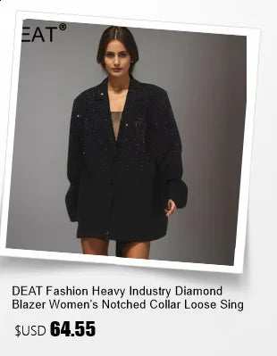 DEAT Fashion Women's Blazer Notched Collar PU Patchwork Knitted Super Waist Silhouette Suit Jackets Spring 2025 New 17A2010H