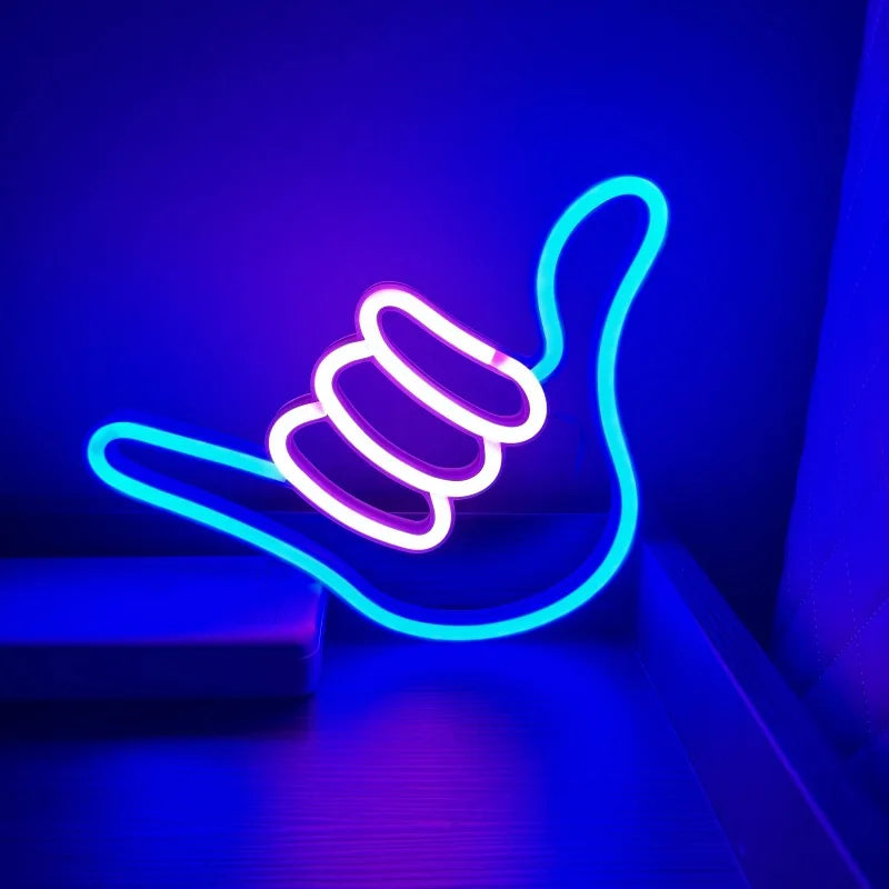 Peace Hand LED Neon Sign Win Victory Gesture Finger Night Lamp OK Neon Lights Bedroom Living Room Wall Home Office Decor