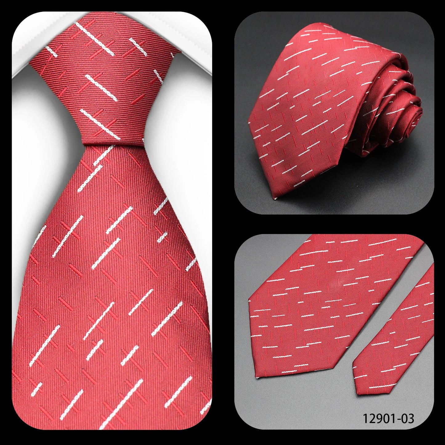 Men's Red Purple Plaid Tie stripe Handmade Woven Fashion Business Tie Geometric Style Polyester Silk Material for Wedding