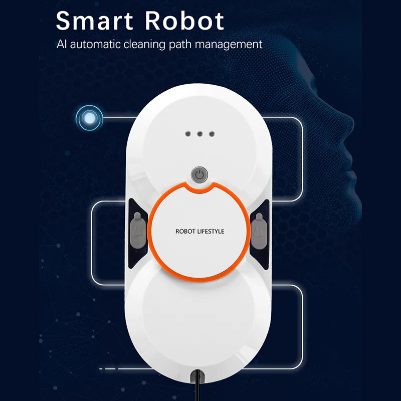 Robotic Window Cleaner Washing Windows Robot with Spray ,Two Water Tank,Spin Mop,5600Pa,Remote control, Home Robot Washer Glass