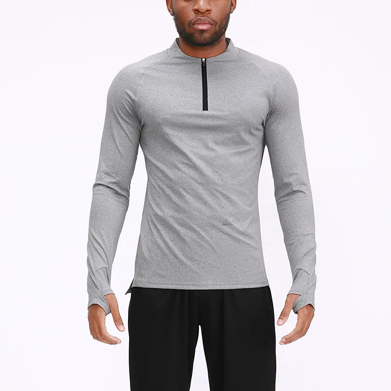 Men's Long Sleeve Fitness T-Shirt Quick Dry Breathable Sportswear Outdoor Running Basketball Elastic Sports Slim Tops Clothes