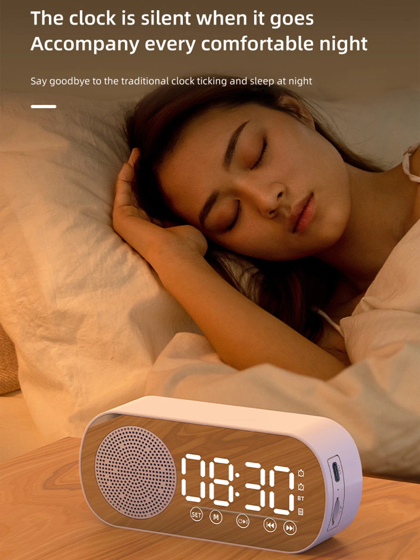 Wireless Bluetooth Speaker, Multi-functional Loud Subwoofer Clock, Mini AI Smart Alarm Clock Speaker