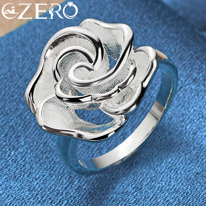 ALIZERO 925 Sterling Silver Rose Ring for Women Wedding Rings Engagement Band Fashion Party Charms Jewelry Valentine's Day Gift