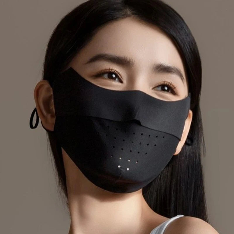 Summer Ice Silk Face Mask UV Sun Protection Respirator Men Women Adjustable Breathable Mask for Outdoor Running Cycling Sports