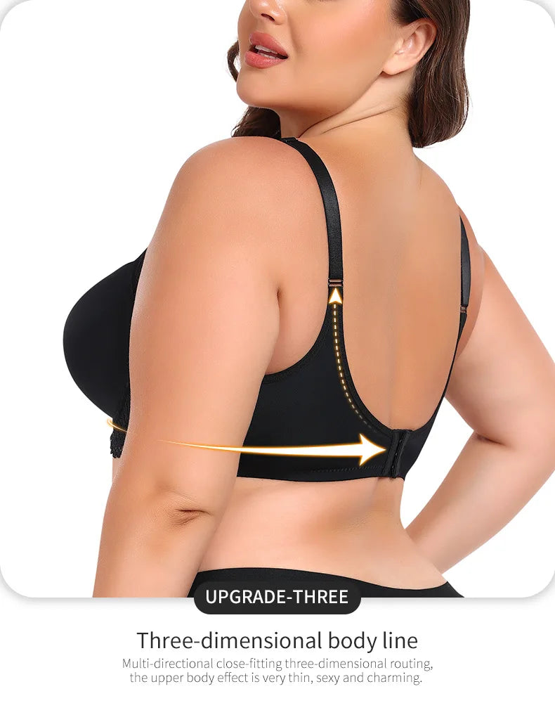 Plus Size Lingerie for Large Busts  Minimizing Anti-Sag Gathering Breathable Underwired Big Cup Size B C D E F 38 40 42 44 46 48