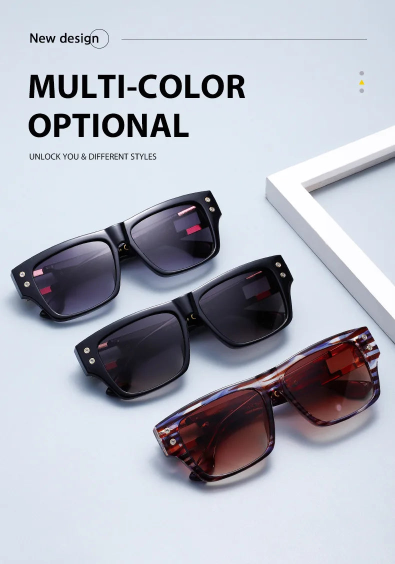 2025 New Square Retro Glasses Men Women Fashion Luxury Original Designer Sun Glasses Male Reflective Lens Gafas De Sol UV400