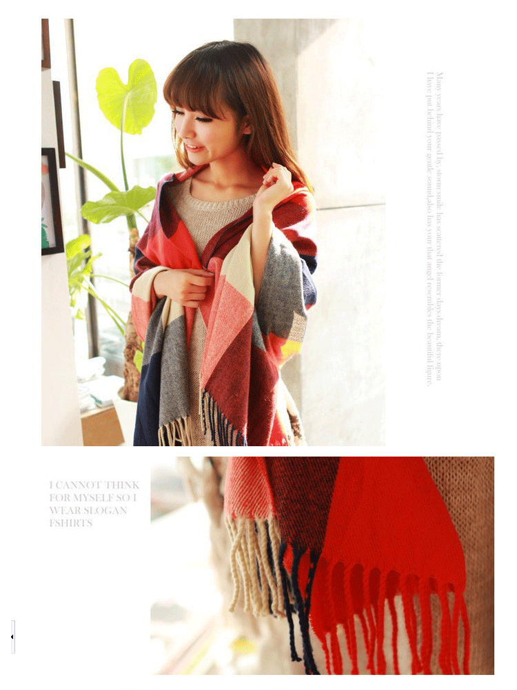 Winter Female Lattice Imitation Cashmere Scarf Autumn And Winter Thick Fashion Warm Wild Scarf Shawl