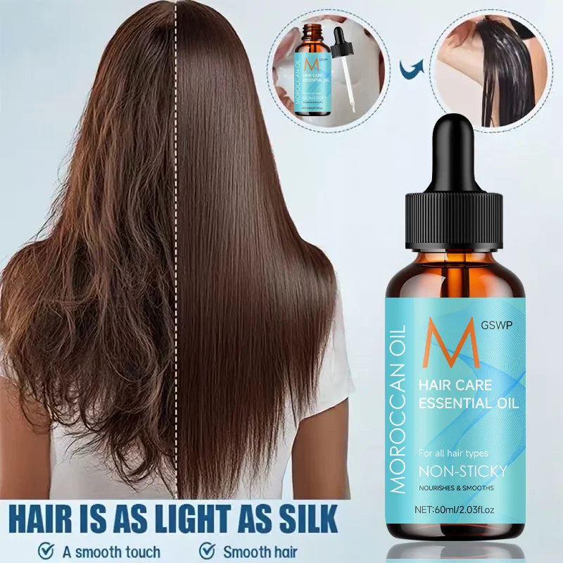 GSWP Moroccan Argan Oil Hair Oil deeply nourishes hair, leaving it smooth, shiny, and effectively tames frizz.60ml