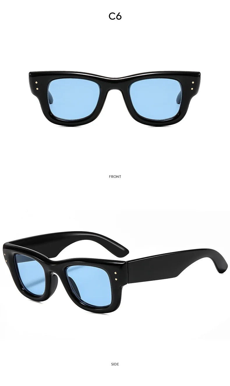 Fashion Vintage Square Rice Nail Women's Sunglasses Classic Punk Men Sunglass Outdoor Driving Travel Eyewear Female UV400 Lentes