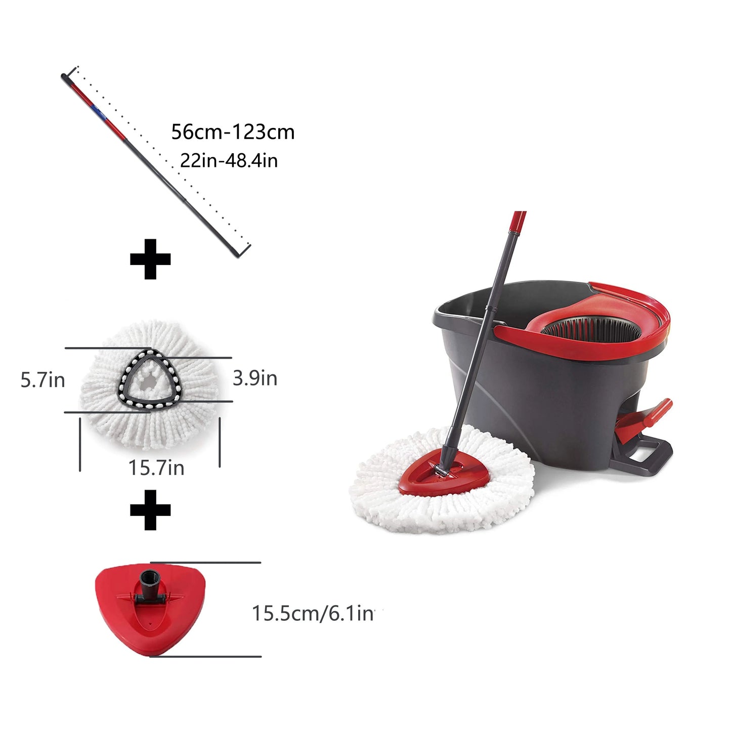 Swivel Mop Accessory with Free Choice 1 Base /1 Handle / Mop Head for O-cedar EasyWring Swivel Mop Microfiber Easy Home Cleaning