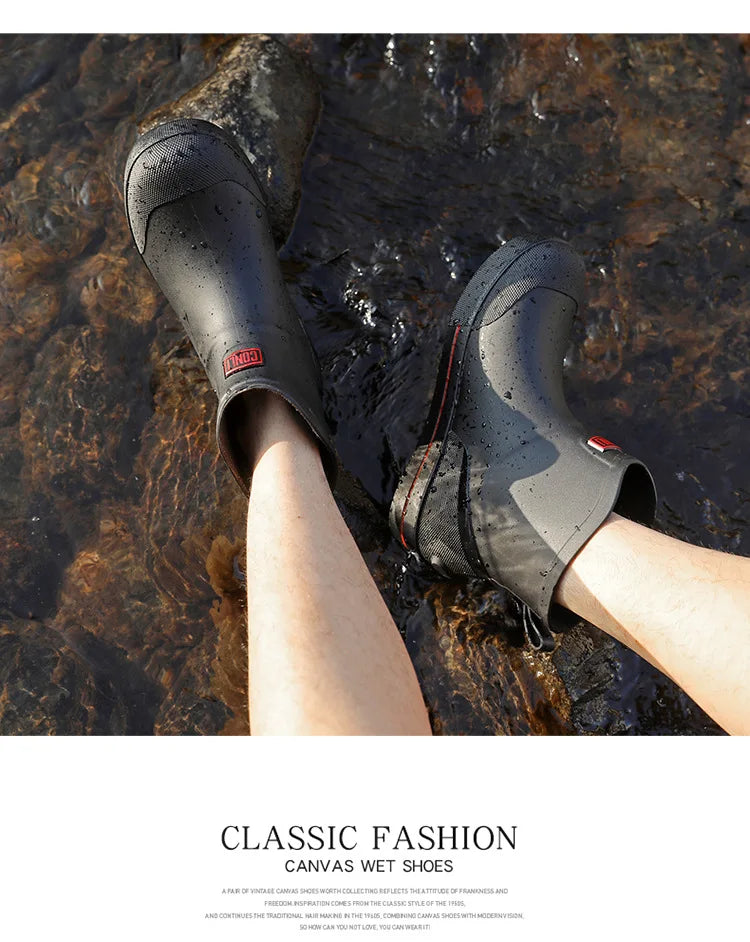 Snow Warm Thick Rain Boots, Kitchen Waterproof and Anti Slip Rain Shoes, Men's Fashionable and Wear-resistant Water Shoes