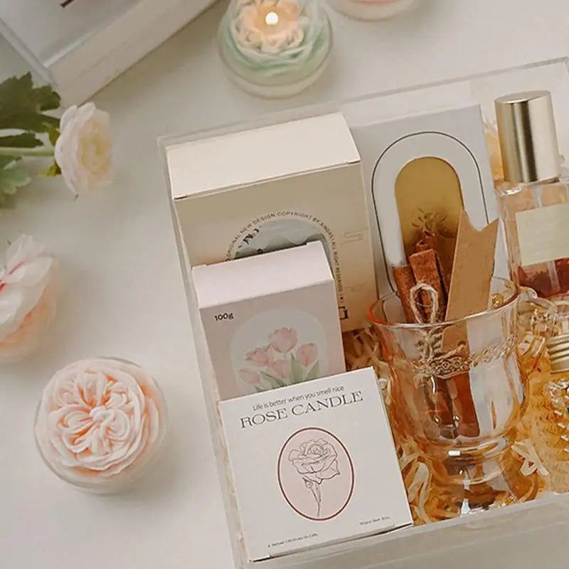 1Pc Beautiful rose Flower Scented Candle Smokeless Low Temperature Soy Wax Aromatherapy Candles Ornament Home Decoration Gifts