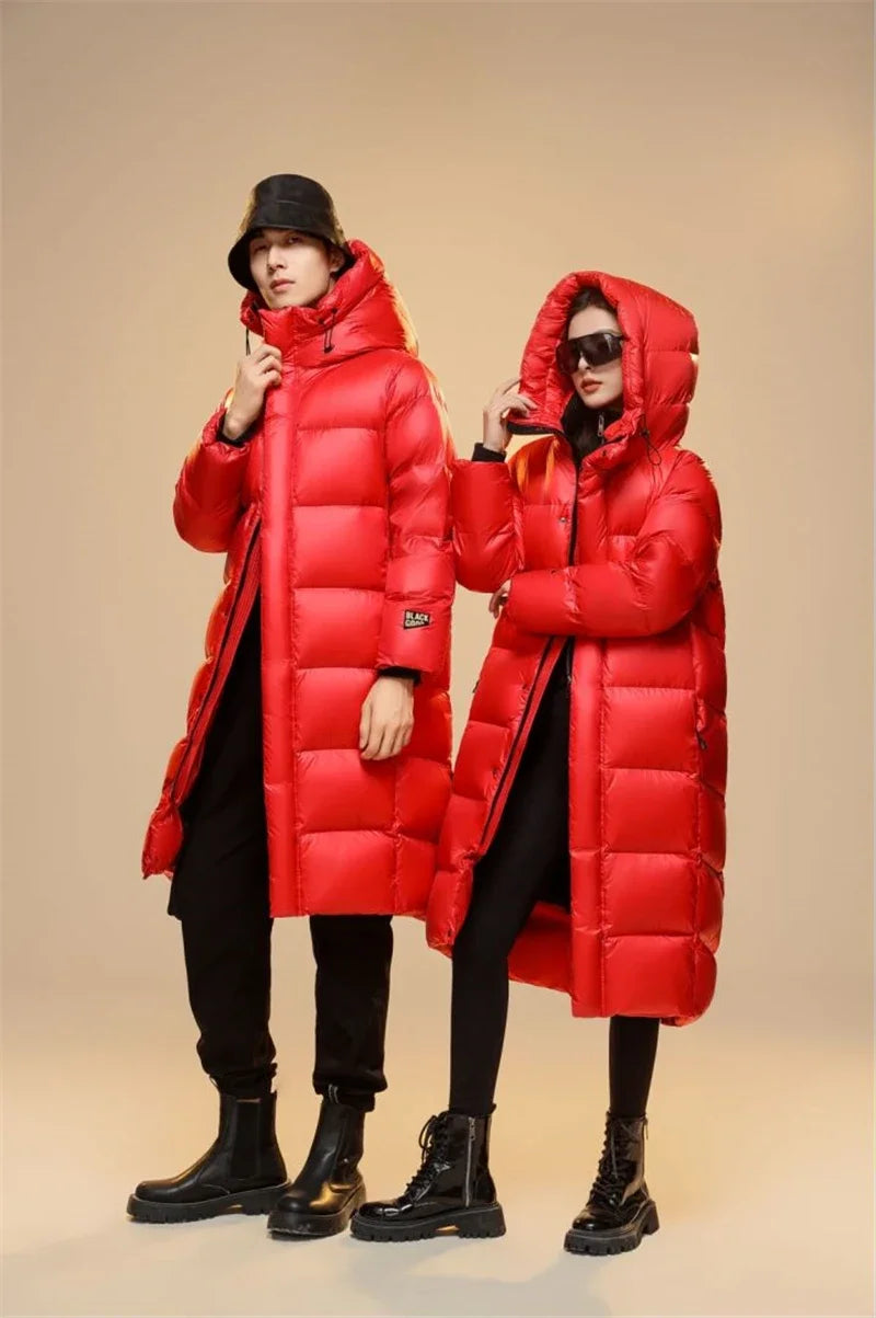 Winter 90%  White Goose Down Thick （Winter) Warm X-Long Men's Jackets 2025 New Arrivals Men Hooded Korean Down Parkas Coat