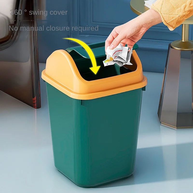 Trash can household bathroom toilet kitchen living room with cover bedroom large capacity shaking cover storage bucket