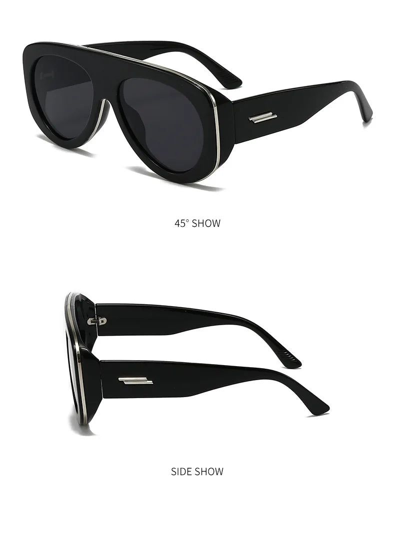 Oversized Oval Pilot Shield Sunglasses Women Big 2025 Luxury Brand Retro Y2K Punk Mirror Sun Glasses For Ladies Shades UV400