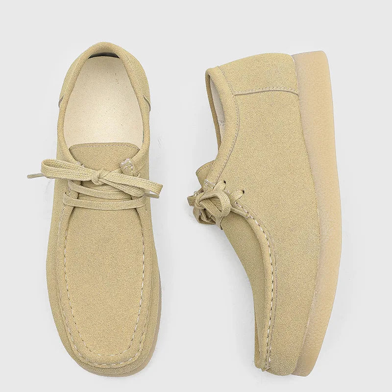 Retro Handmade Men's Casual Shoes Low Top Velvet Surface Smoke Rubber Spring Autumn British Style Flat Heel round Toe N-1