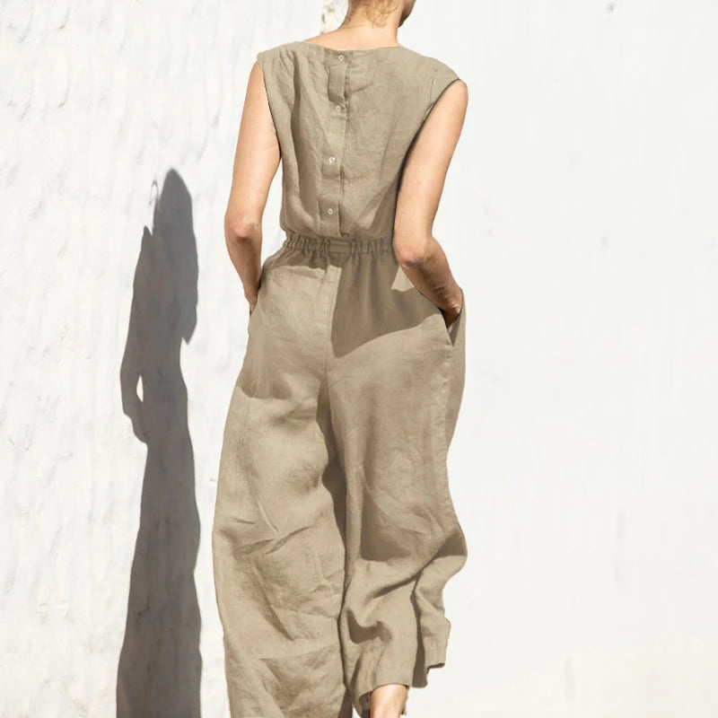 New Summer plus Size  Color High Waist Svel Long Pants Women's Faion Casual Loose Sle One-Piece Suit