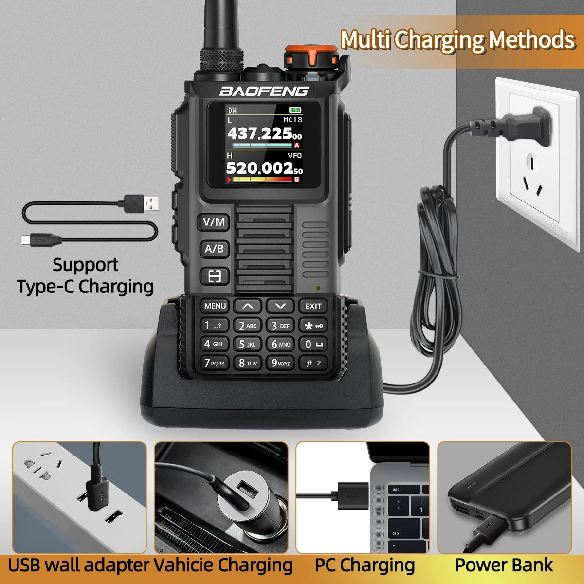 Baofeng UV-K67 PRO Walkie Talkie Long Range Multi Band Wireless Copy Frequency DTMF 640CH NOAA Type-C Ham Two Way Radio UV-5R