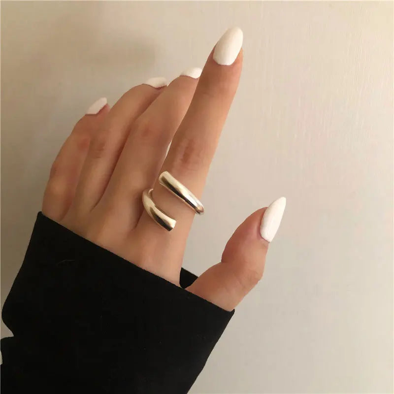 925 Sterling Silver Geometry Irregular Adjustable Rings For Women Simple Engagement Fine Jewelry Accessories Prevent Allergy