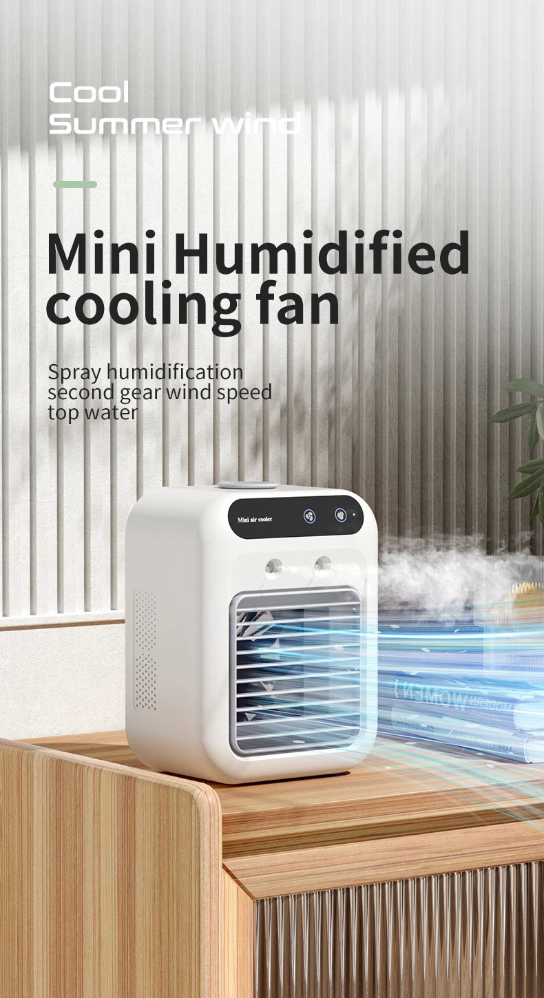 Desktop Air Cooler Personal Portable Fan with 2-Speeds Evaporative Air Cooler with 0.5L Water Tank Portable Cooler Fan for Home