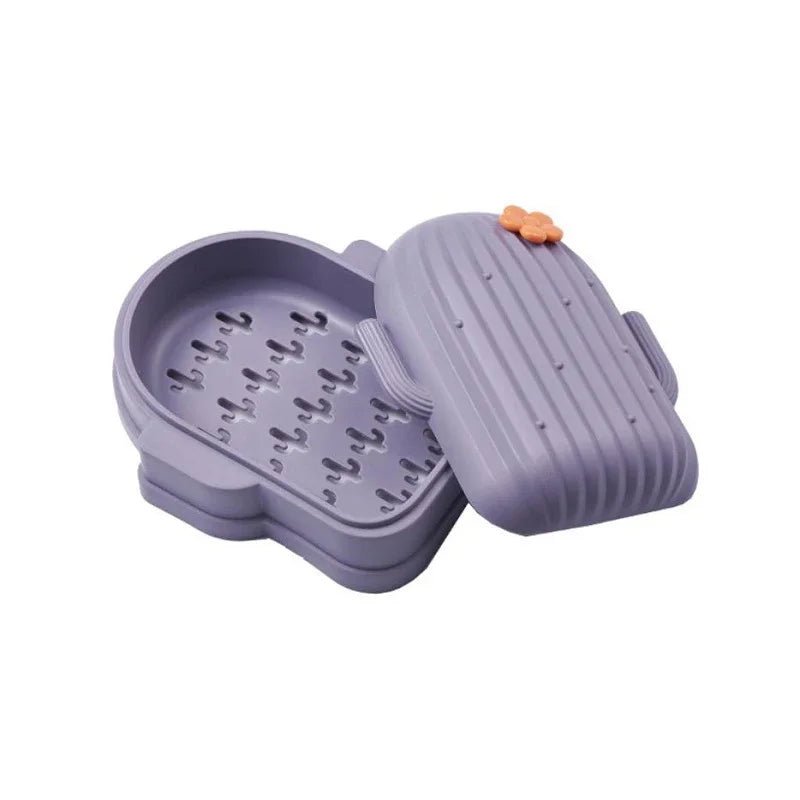 Cartoon Cute Soap Box Cover Household Soap Box Bathroom Bathroom Dormitory Drain Soap Box Travel Portable Waterproof Soap Box