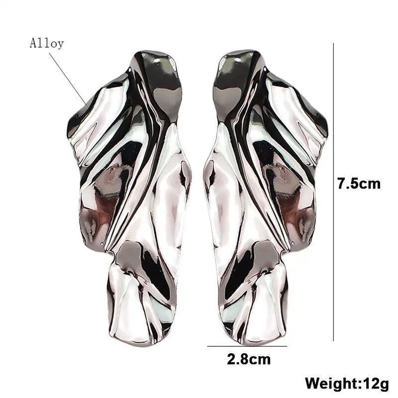 European Exaggerate Metal Statement Earrings for Women Vintage Fashion Round Star Leaf Irregular Geometry Long Earrings Jewelry