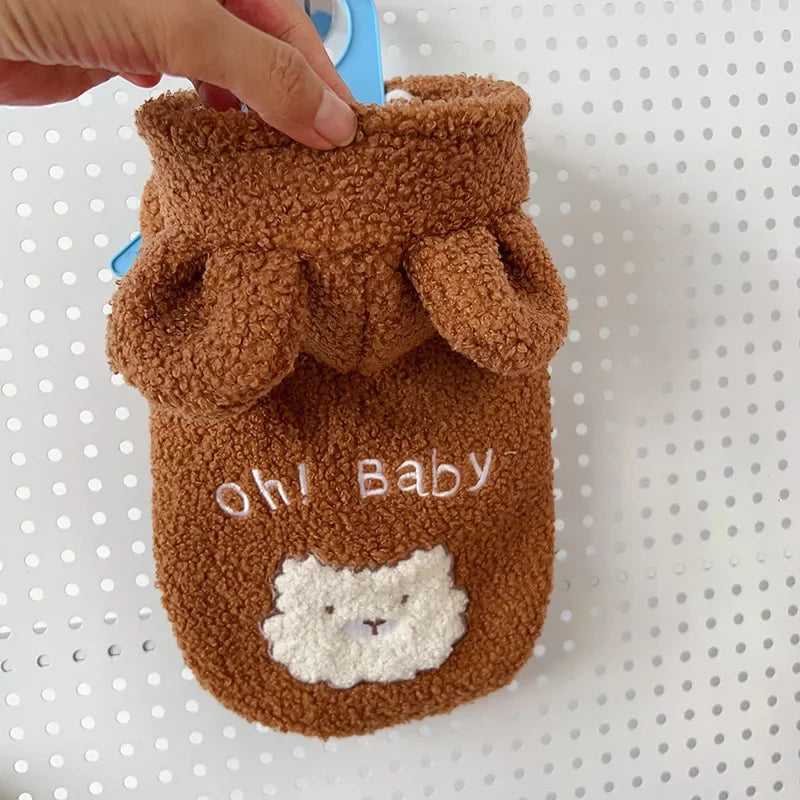 Pet Clothing Small Dog Cat Teddy Velvet Dog Clothing Autumn/Winter Warm Vest Bear Ear Transformation Dress Puppy Clothes