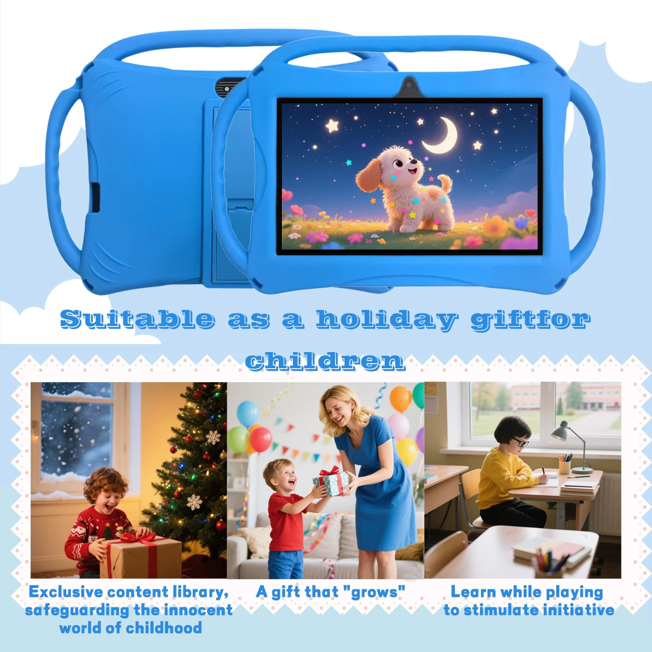 Kids Tablet 7 inch, Children Tablet with Parent Control,dual cameras, children's gifts for Christmas and birthday.Pink/Blue