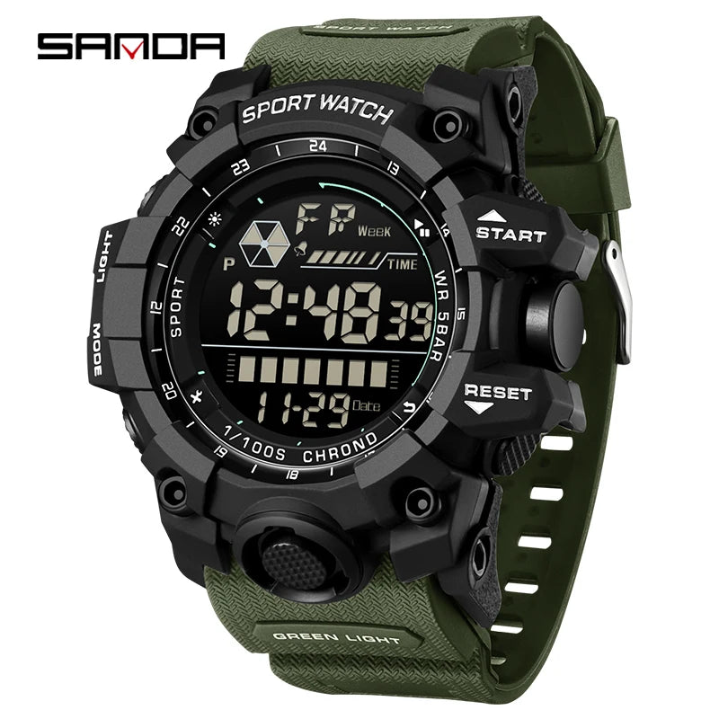 SANDA Outdoor Sports Men Watch Waterproof LED Analog Digital Show Multifunction Big Dial Electronic Wristwatch G style Male Cloc