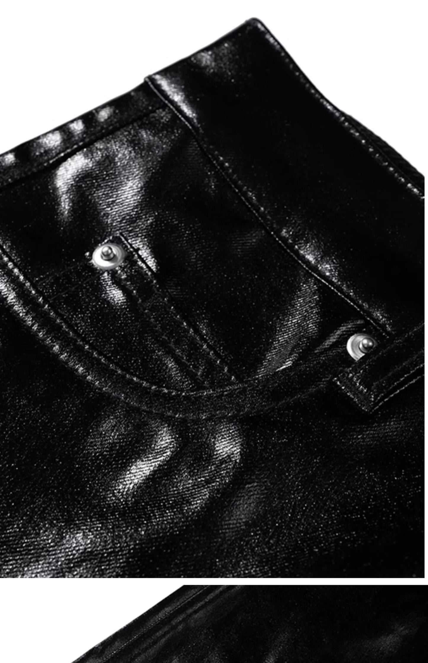 PFNW New Spring Men's Jeans Loose Wide Leg Coating Glossy Patent Leather Straight Male Denim Pants Niche Style 2025 12C509