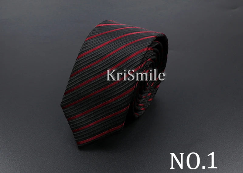Mens 5cm Slim Tie Striped Plaid Red Black Narrow Necktie For Wedding Party Business Men Formal Suit Shirt Cravats Accessory Gift