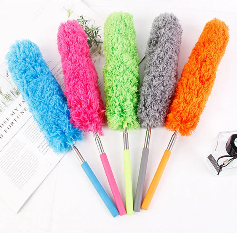 Retractable Duster Stainless Steel Long Handle Dusting Brush Car Household Cleaning Tools Microfiber Dust Brush